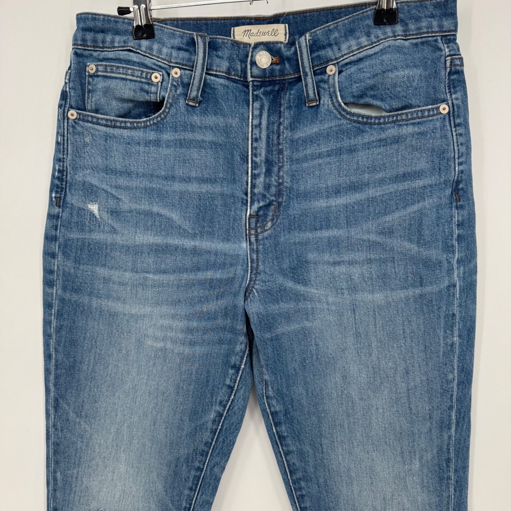 Madewell The High Rise Slim Boyjean Distressed Ripped Medium Wash Denim Size 28 - Picture 3 of 8